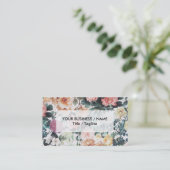  groene roze gele waterverf rozen florale. visitekaartje (Staand voorkant)