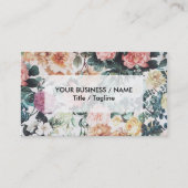  groene roze gele waterverf rozen florale. visitekaartje (Voorkant)