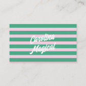 Groene roze gestreepte script Visitekaartje (Voorkant)