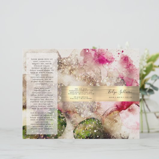 Groene roze glitter waterverf brochure (Staand voorkant)