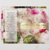 Groene roze glitter waterverf brochure (Voorkant / Achterkant)