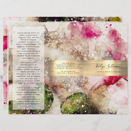 Groene roze glitter waterverf brochure (Voorkant / Achterkant)