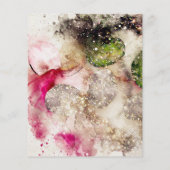 Groene roze glitter waterverf flyer (Achterkant)