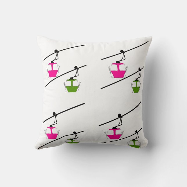 Groene & roze gondels gooien kussen (Achterkant)