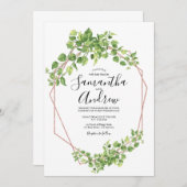 Groene Roze Goud Elegante Waterverf Boho Blad Kaart (Voorkant / Achterkant)