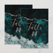 Groene & Roze Gouden Agaat Huwelijkstafel Nummers Kaart (Voorkant / Achterkant)