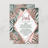 Groene Roze Gouden Tropische Palmboom Blad Details Informatiekaartje (Voorkant / Achterkant)