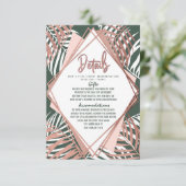 Groene Roze Gouden Tropische Palmboom Blad Details Informatiekaartje (Staand voorkant)