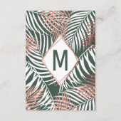 Groene Roze Gouden Tropische Palmboom Blad Details Informatiekaartje (Achterkant)