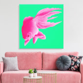 Groene roze goudvis Grote moderne Pop Canvas Afdruk (Insitu (Woonkamer))