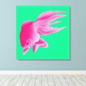 Groene roze goudvis Grote moderne Pop Canvas Afdruk (Insitu (Houten vloer))