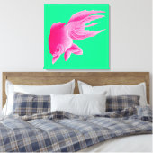 Groene roze goudvis Grote moderne Pop Canvas Afdruk (Insitu (Slaapkamer))