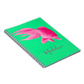 Groene roze goudvis Grote moderne Pop Persoonlijk Notitieboek (Rechterzijde)