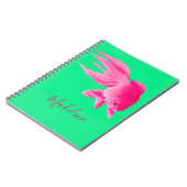 Groene roze goudvis Grote moderne Pop Persoonlijk Notitieboek (Linkerzijde)