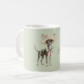 Groene Roze Hoed Strik Hond Koffiemok (Voorkant links)