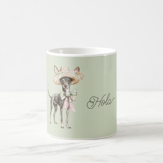 Groene Roze Hoed Strik Hond Koffiemok (Center)
