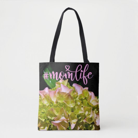 Groene roze Hydrangea roze bloem gele bloem Tote Bag (Voorkant)