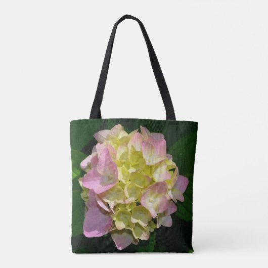 Groene roze Hydrangea roze bloem gele bloem Tote Bag (Achterkant)