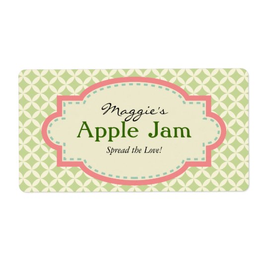 Groene Roze Jam Jar Labels, Aangepast Etiket (Voorkant)