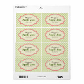 Groene Roze Jam Jar Labels, Aangepast Etiket (Full Sheet)