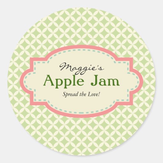 Groene Roze Jam Jar Labels, Aangepast Ronde Sticker (Voorkant)
