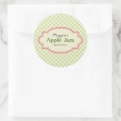 Groene Roze Jam Jar Labels, Aangepast Ronde Sticker (Tas)
