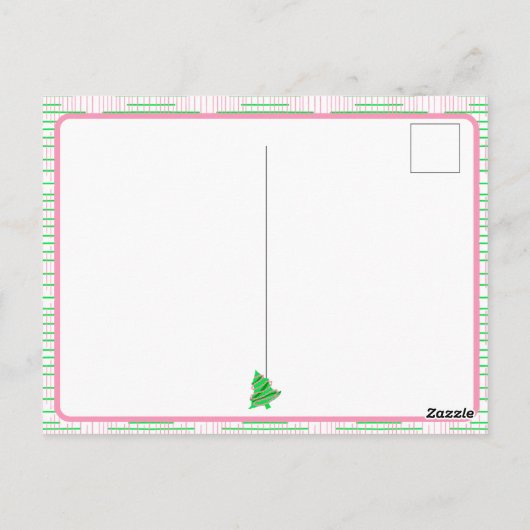 Groene Roze Kerstbomen Bedankt Briefkaart (Achterkant)
