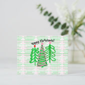 Groene roze kerstbomen briefkaart (Staand voorkant)