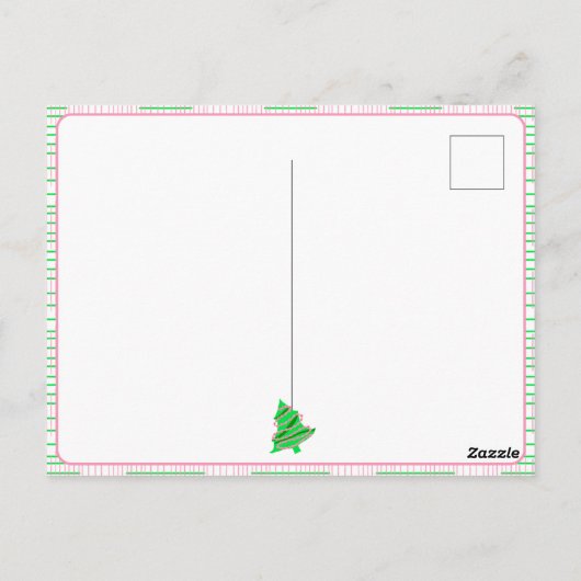 Groene roze kerstbomen briefkaart (Achterkant)