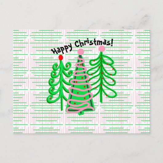 Groene roze kerstbomen briefkaart (Voorkant)