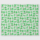 Groene roze kerstbomen cadeaupapier (Vlak)