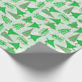 Groene roze kerstbomen cadeaupapier (Hoek)