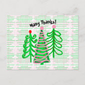 Groene Roze Kerstbomen Dank je Briefkaart (Voorkant)