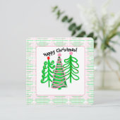 Groene roze kerstbomen kaart (Staand voorkant)