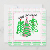 Groene roze kerstbomen kaart (Voorkant)