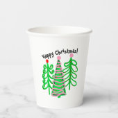 Groene roze kerstbomen papieren bekers (Achterkant)