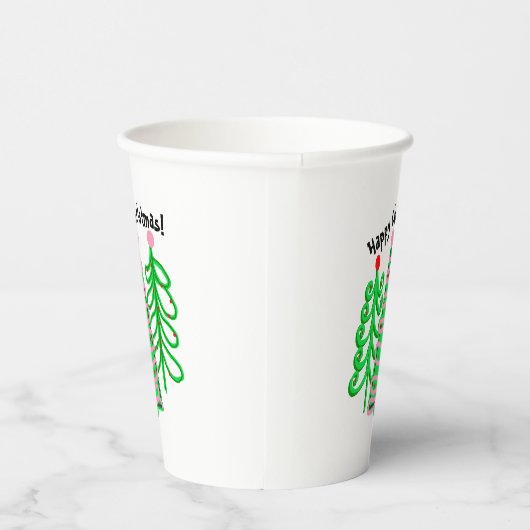 Groene roze kerstbomen papieren bekers (Rechts)