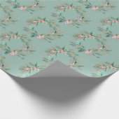 Groene Roze Kerstkrans Cadeaupapier (Hoek)