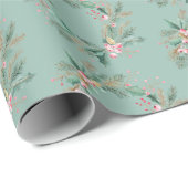 Groene Roze Kerstkrans Cadeaupapier (Rol Hoek)