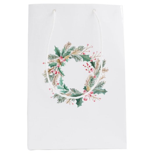 Groene Roze Kerstkrans Medium Cadeauzakje (Voorkant)