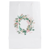 Groene Roze Kerstkrans Medium Cadeauzakje (Achterkant)