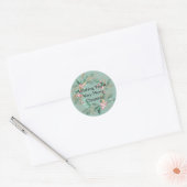 Groene Roze Kerstkrans Ronde Sticker (Envelop)