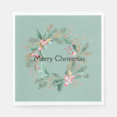 Groene Roze Kerstkrans Servet (Voorkant)