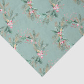 Groene Roze Kerstkrans Tissuepapier (Detail)