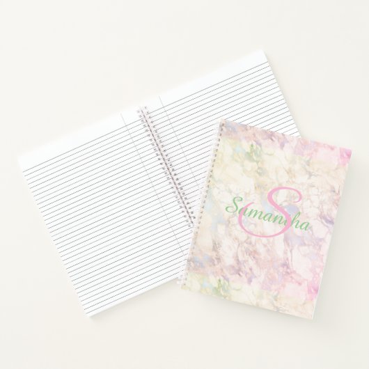  groene roze marmer naam op maat notitieboek (Binnen)