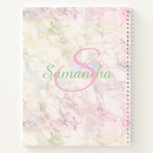  groene roze marmer naam op maat notitieboek (Achterkant)