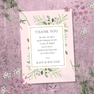 Groene Roze Meisje Baby Shower Gedicht  Bedankkaart