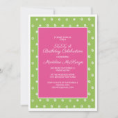 Groene roze met witte Stippen Birthday Party Kaart (Voorkant)