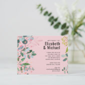 Groene Roze Moderne Bruiloft Uitnodiging Briefkaart (Staand voorkant)