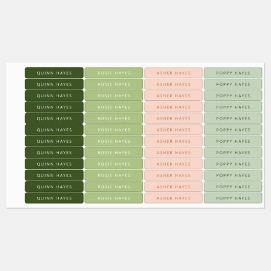 Groene roze naam labels (Vel)